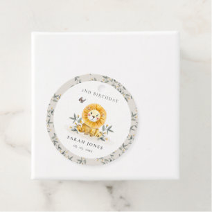 Étiquettes Cadeau Bébé de bois mignon Foliage de Lion N'importe quel