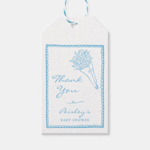 Étiquettes-cadeau Bébé Dessiné à la Main en Fleur Marché de Producte