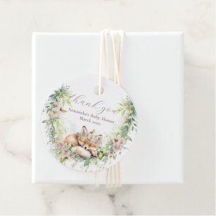 Étiquettes Cadeau Bébé en Fleur Bois Floral Bébé Fille Douche