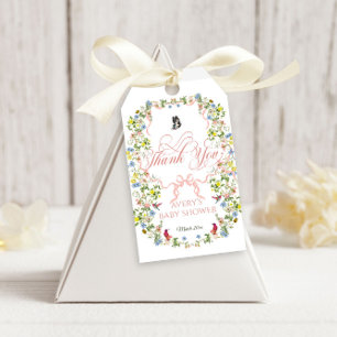 Étiquettes-cadeau Bébé en Fleur Bow rose Baby shower Floral Fille