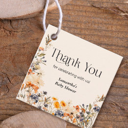 Étiquettes Cadeau Bébé en fleurs élégantes aquarelles fleurs sauvage