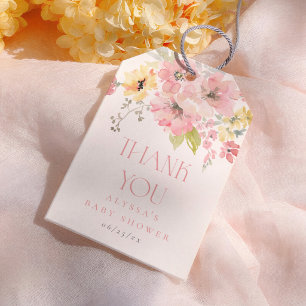 Étiquettes-cadeau Bébé en fleurs Fille Baby Shower aquarelle florale