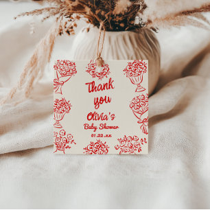 Étiquettes Cadeau Bébé en fleurs main tiré Baby shower floral