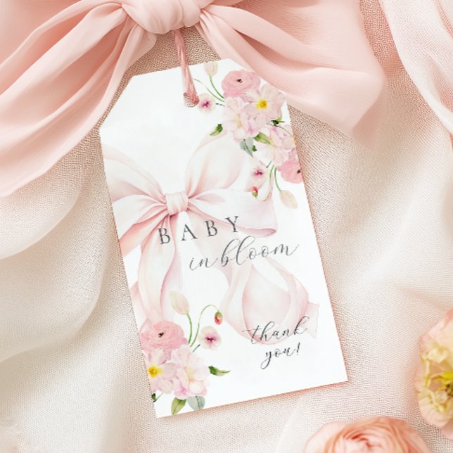 Étiquettes-cadeau Bébé en fleurs rose (Créateur téléchargé)