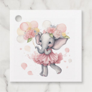 Étiquettes Cadeau Bébé Fille Eléphant Favoriser Tags