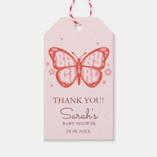 Étiquettes-cadeau Bébé Fille rose Papillon Baby shower Balises cadea
