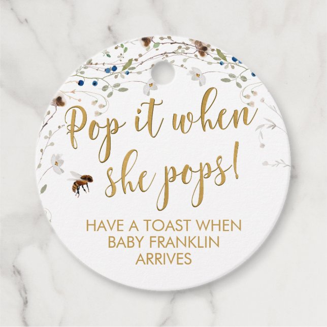 Étiquettes Cadeau Bébé fleur sauvage Bee Pop It When She Pops (Devant)