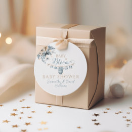 Étiquettes Cadeau Bébé Floral En Fleur Bleu Bébé Garçon Douche