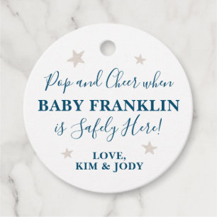 Étiquettes Cadeau Bébé Garçon Stars Argent Pop It Quand Elle Pops Fa