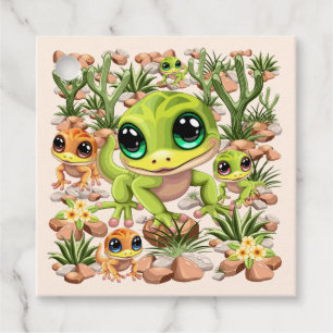 Étiquettes Cadeau Bébé Geckos jote personnages de dessin