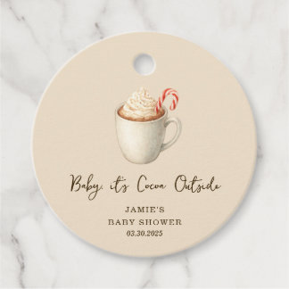 Étiquettes Cadeau Bébé, il fait chocolat chaud dehors Baby Shower