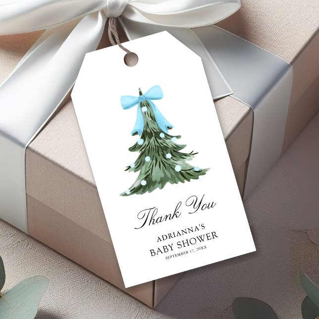 Étiquettes-cadeau Bébé Il fait froid à l'extérieur Hiver Blue Bow Me (Créateur téléchargé)