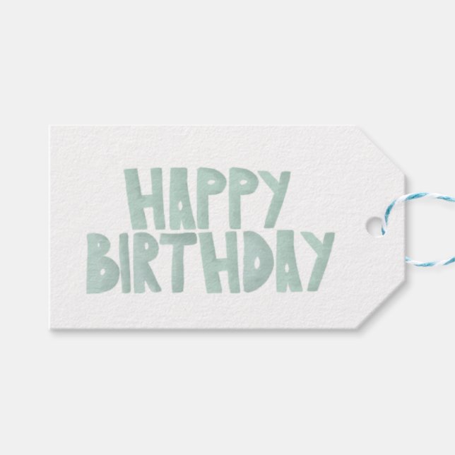 Étiquettes-cadeau Bébé mignon bleu simple Joyeux anniversaire (Devant (Horizontal))