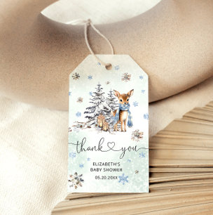 Étiquettes-cadeau Bébé mignon Cerf hiver bleu bébé Cadeau