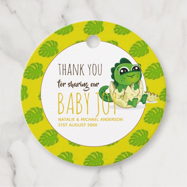 Étiquettes Cadeau Bébé mignon Dinosaur Hatching ShowParty Jurassic (Devant)