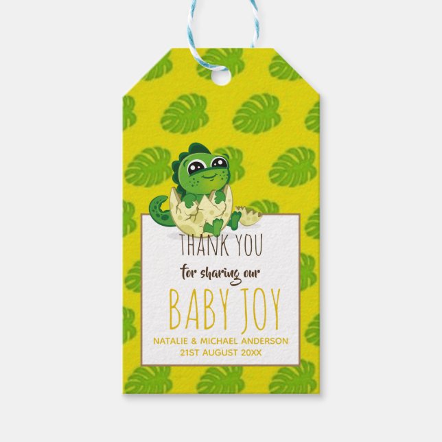 Étiquettes-cadeau Bébé mignon Dinosaur Hatching ShowParty Jurassic (Devant)
