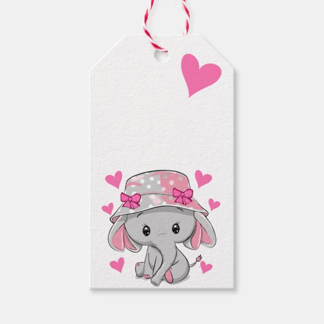 Étiquettes-cadeau Bébé mignon Eléphant fille (Devant)