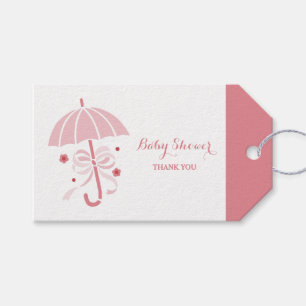 Étiquettes-cadeau Bébé mignon fille douche Merci parapluie rose