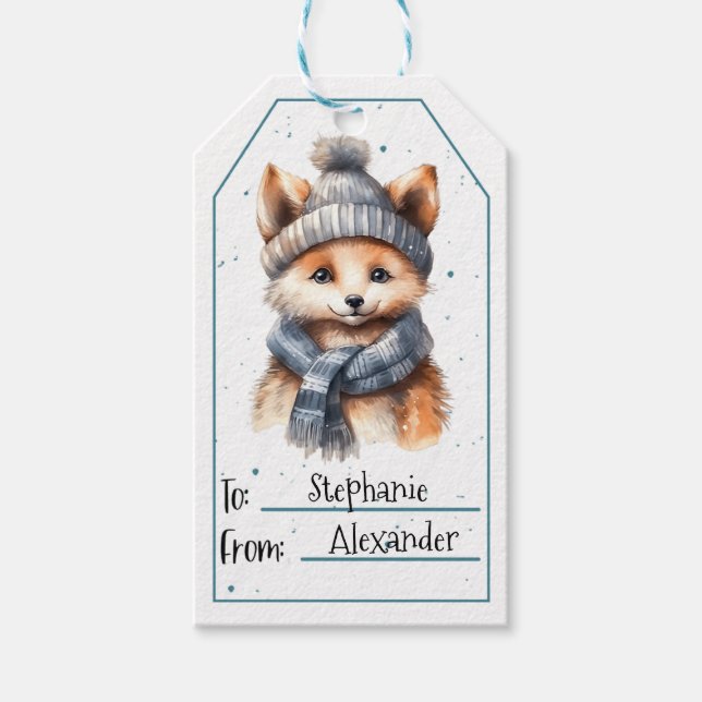 Étiquettes-cadeau Bébé mignon Fox Tags cadeaux (Devant)
