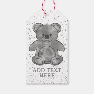 Étiquettes-cadeau Bébé mignon Ours en noir et blanc Texte personnali