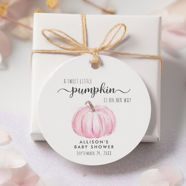 Étiquettes Cadeau Bébé mignonne Citrouille fille douche Merci (Créateur téléchargé)