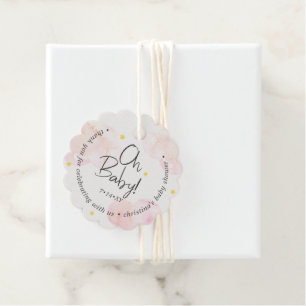 Étiquettes Cadeau Bébé nuages roses Oh bébé Merci