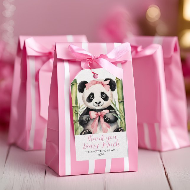 Étiquettes-cadeau Bébé Panda fille Baby shower Merci béary beaucoup (Créateur téléchargé)