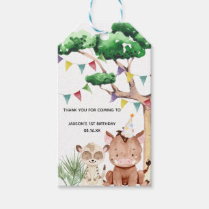 Étiquettes-cadeau Bébé phacochère et suricate de safari mignon Merci