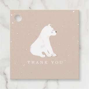 Étiquettes Cadeau Bébé Polar Bear Cub Hiver Rose Baby shower