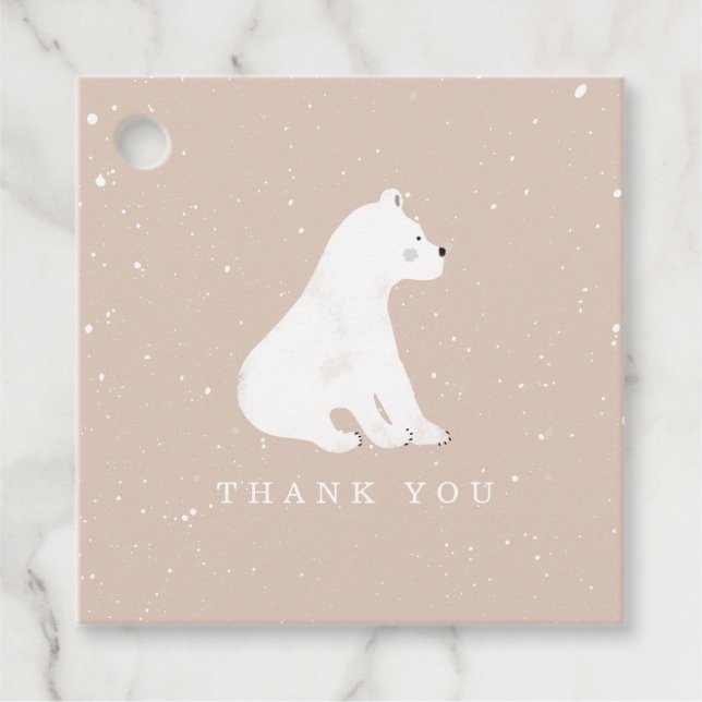 Étiquettes Cadeau Bébé Polar Bear Cub Hiver Rose Baby shower (Devant)
