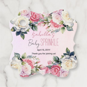 Étiquettes Cadeau Bébé rose en fleur Floral Baby Sprinkle