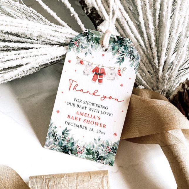 Étiquettes-cadeau Bébé Santa rouge vêtements de Noël bébé Shower (Créateur téléchargé)