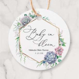 Étiquettes Cadeau Bébé Succulent en fleur Plante Favoriser