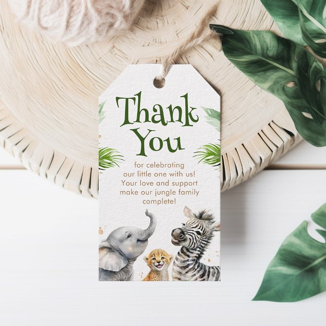 Étiquettes-cadeau Bébés Animaux de Safari Mignons Adorables Merci (Créateur téléchargé)