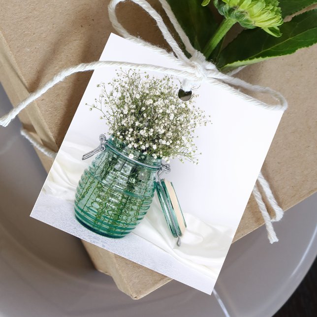 Étiquettes Cadeau Bébés blancs Fleurs respirantes en Mariage bocal b (Créateur téléchargé)