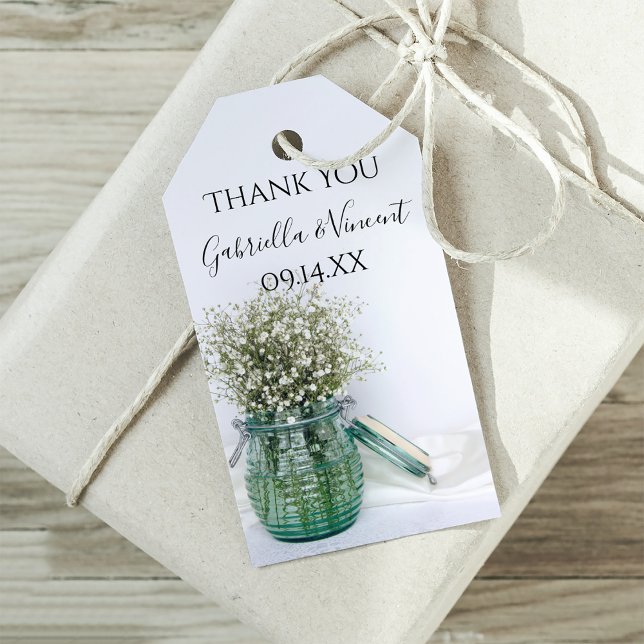 Étiquettes-cadeau Bébés blancs Respirer dans Bleu Jar Mariage Faveur (Créateur téléchargé)