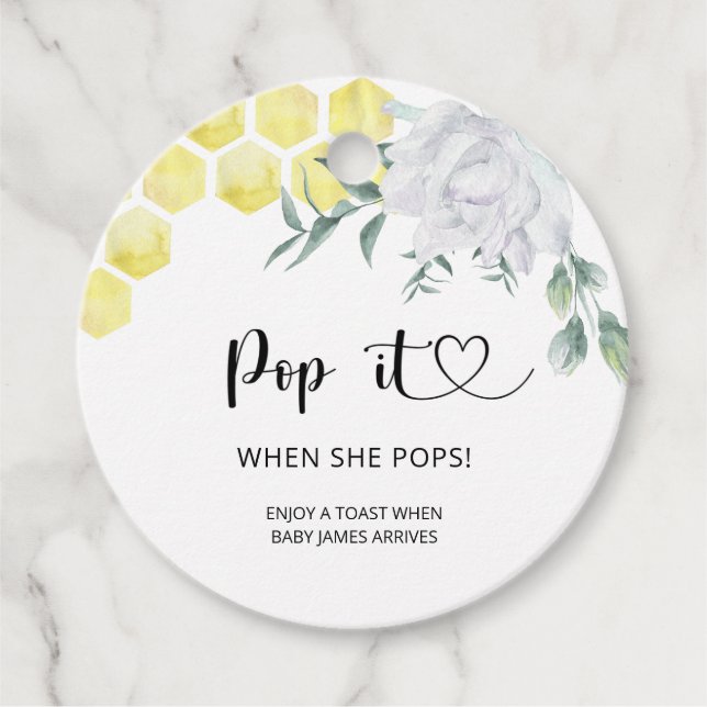 Étiquettes Cadeau Bee Pop it When elle pops (Devant)