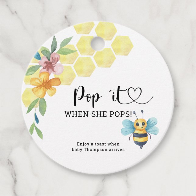 Étiquettes Cadeau Bee Pop it When elle pops (Devant)