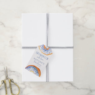 Étiquettes-cadeau beigne bleu baby shower merci moderne