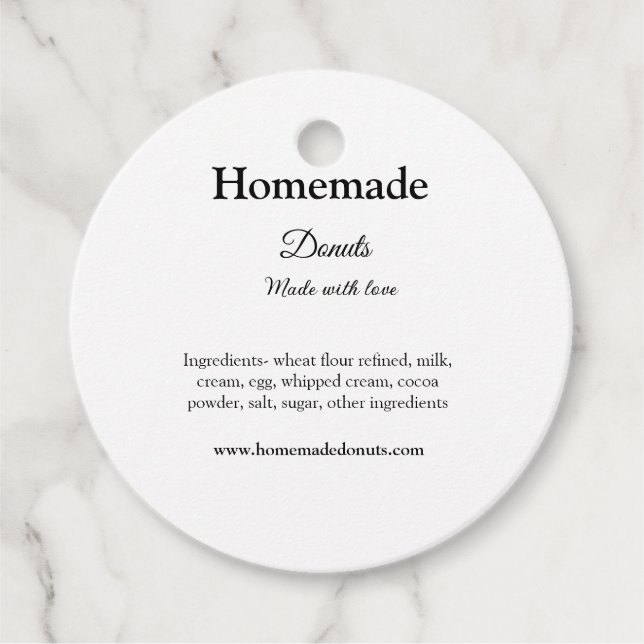 Étiquettes Cadeau beignets faits maison avec amour ajouter site de t (Devant)
