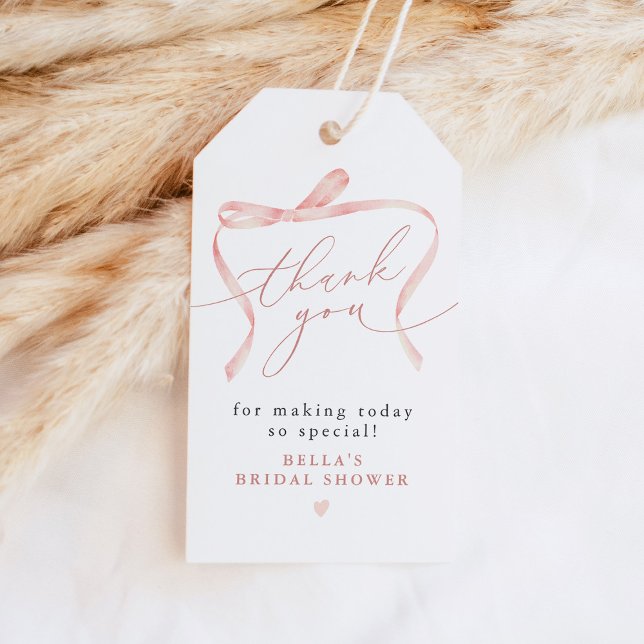 Étiquettes-cadeau BELLA Blush Bow Elle noue le Merci (Créateur téléchargé)
