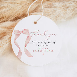 Étiquettes Cadeau BELLA Blush Bow Elle Noue le Nœud Merci