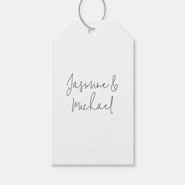 Étiquettes-cadeau Belle Chic Calligraphie Couple Noms (Devant)