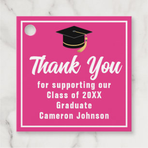 Étiquettes Cadeau Belle fête personnalisée Hot Pink Graduation Party
