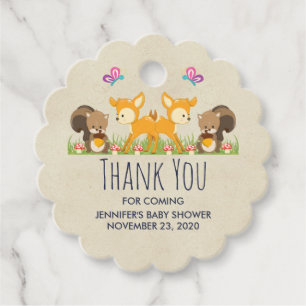 Étiquettes Cadeau Belle forêt Animaux Baby shower de dessin animé
