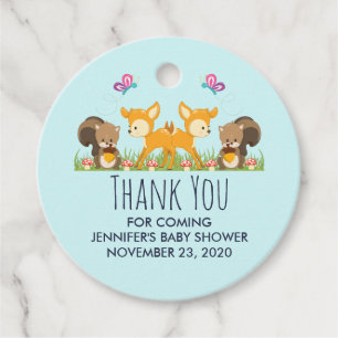 Étiquettes Cadeau Belle forêt Animaux Baby shower de dessin animé