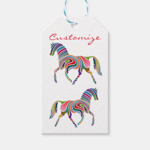 Étiquettes-cadeau Belle Rainbow Color Horse Thunder_Cove