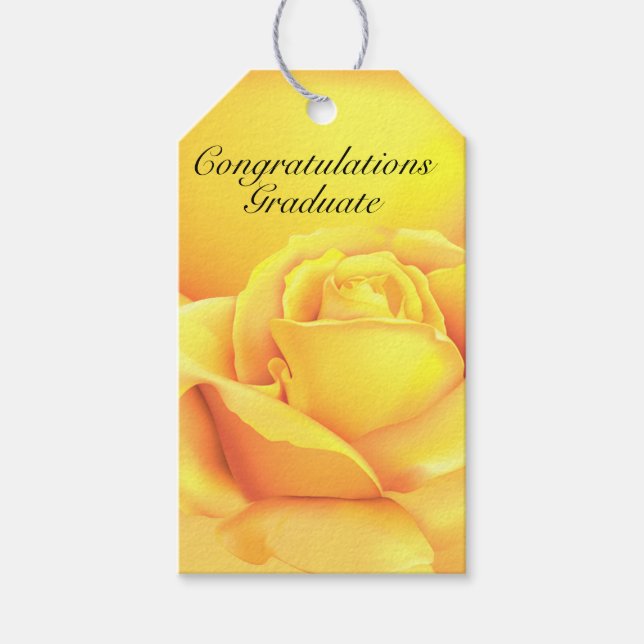 Étiquettes-cadeau Belle Rose Jaune Personnalisée (Devant)