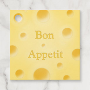 Étiquettes Cadeau Belle tranche de fromage jaune pâle Charmant Perso