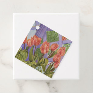 Étiquettes Cadeau Belles Tulipes Orange